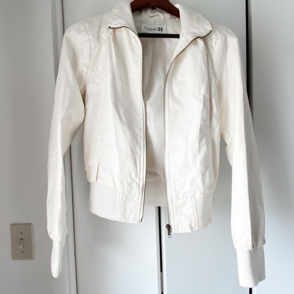 White Leather Jacket - Forever 21